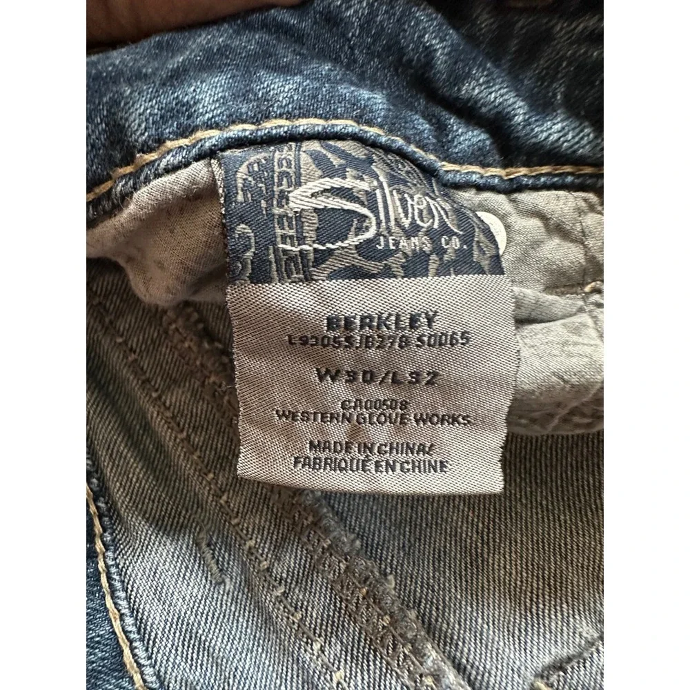 Silver Jeans Co Berkley Womens 30x32 Distressed Bootcut Jeans Blue L93055JP278